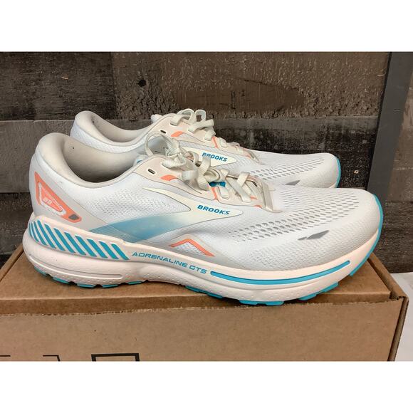 Brooks Womens 11 Coco Papaya Blue Adrenaline GTS 23 Running Shoe Athletic LE3-15 - Picture 3 of 9